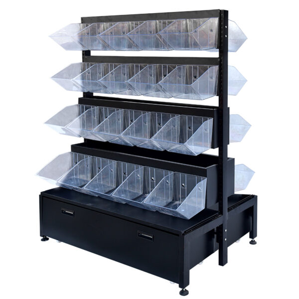 8cc106f58efd46cc976ad62c5a846d39 Retail Display Racks Snack Food Counter Case Cabinet Mall kiosk Single Double Side Shelf Easily Install