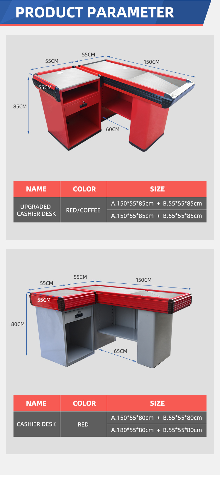Checkout Counters Supermarket Retail Store Display Cabinet 