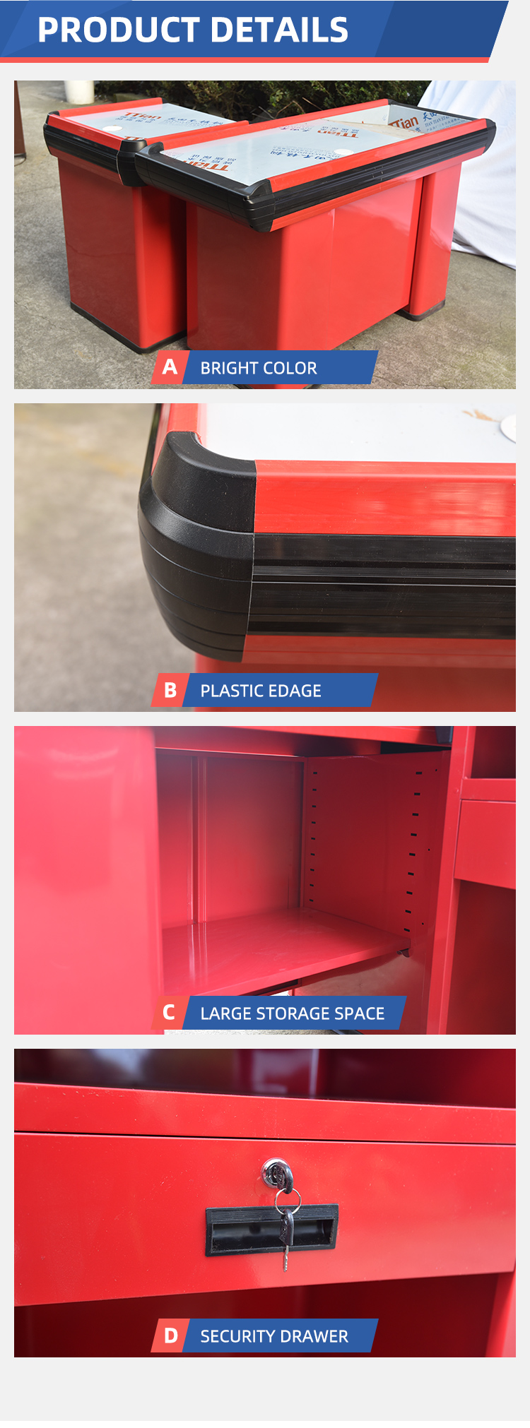 Checkout Counters Supermarket Retail Store Display Cabinet 