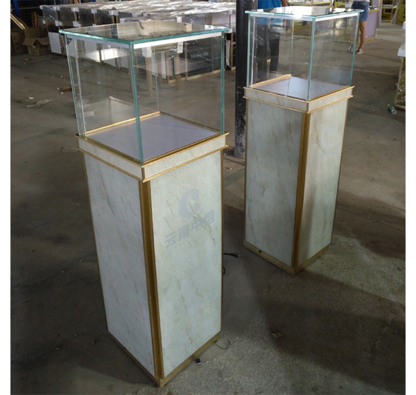 Mall Display Kiosk Cabinet Standing Showcase Luxury Jewelry Shop Exhibition Titanium Aluminum Alloy Colorful