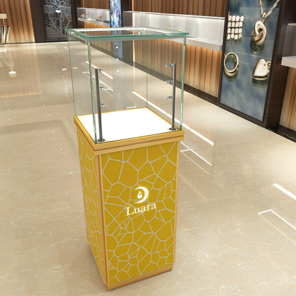 Mall Display Kiosk Cabinet Standing Showcase Luxury Jewelry Shop Exhibition Titanium Aluminum Alloy Colorful