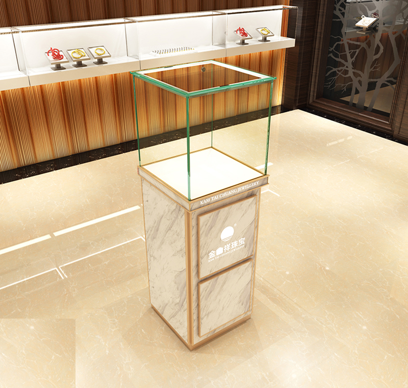 Mall Display Kiosk Cabinet Standing Showcase Luxury Jewelry Shop Exhibition Titanium Aluminum Alloy Colorful