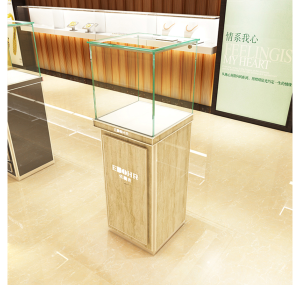Mall Display Kiosk Cabinet Standing Showcase Luxury Jewelry Shop Exhibition Titanium Aluminum Alloy Colorful