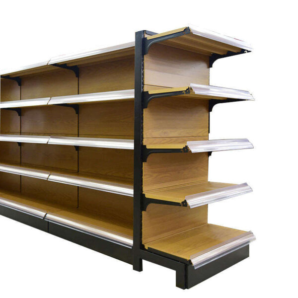 Supermarket Shelf Display Rack Shelves Wood Style Cold rolled Steel