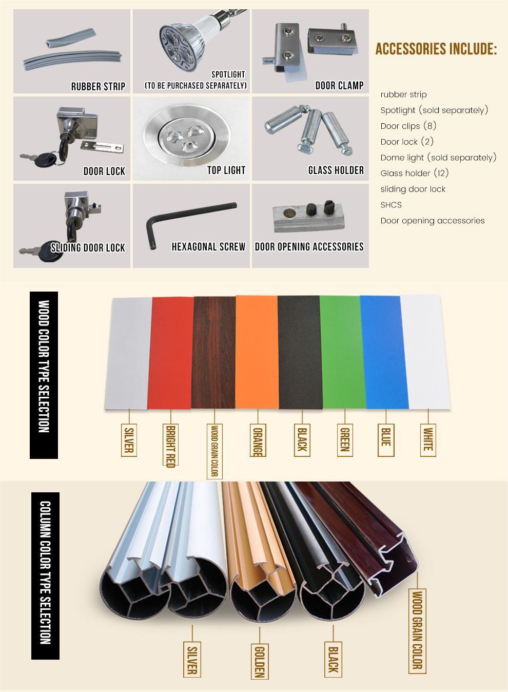 Aluminum Alloy Glass Display Cabinets Lockable Showcases