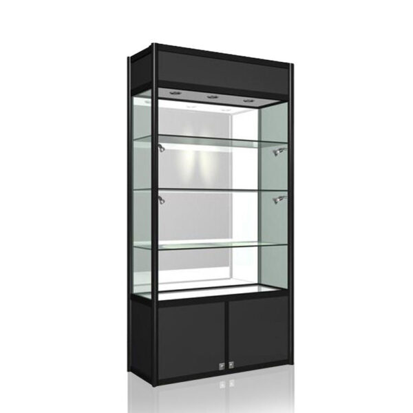 Vitrines d'exposition en aluminium et verre avec éclairage LED Vitrines d'exposition en aluminium et verre avec éclairage LED