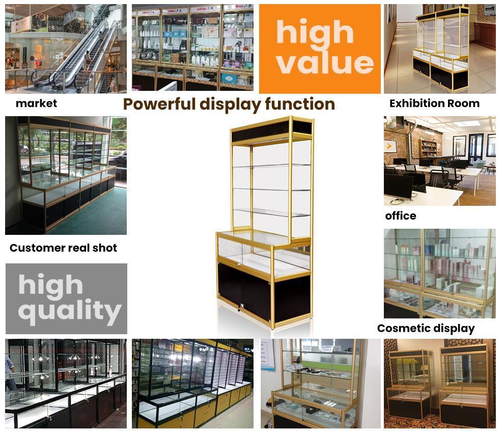 Aluminum Alloy Glass Display Cabinets Lockable Showcases
