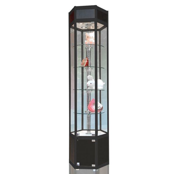 Hexagon Display Cabinet Titanium Aluminum Alloy Glass Showcase Counter Hexagon Display Cabinet Titanium Aluminum Alloy Glass Showcase Counter