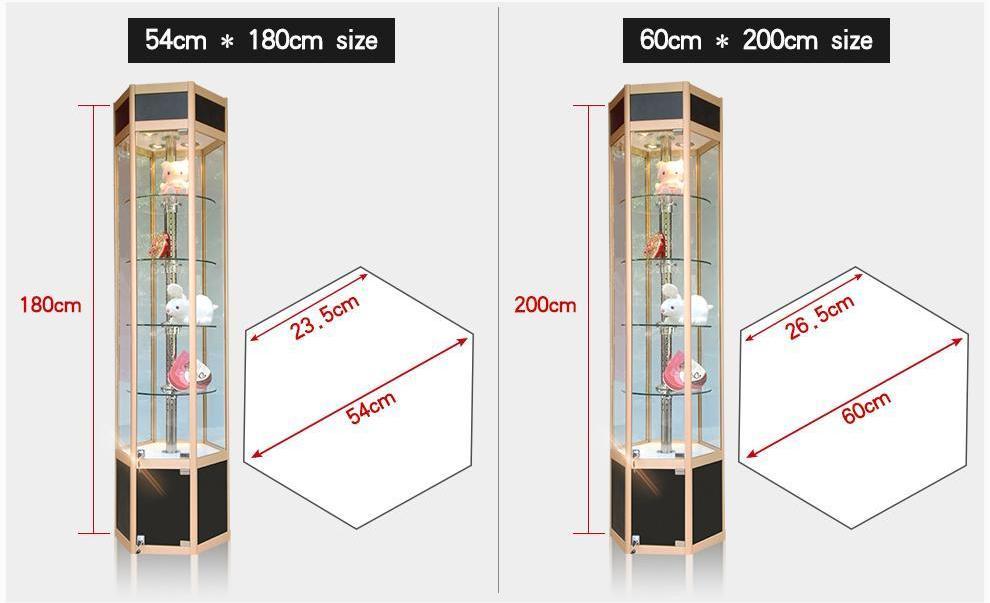 Hexagon Display Cabinet Titanium Aluminum Alloy Glass Showcase Counter