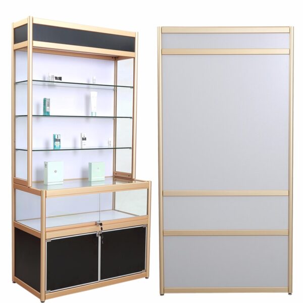 Vitrines en alliage d'aluminium en forme de L Vitrines en alliage d'aluminium en forme de L
