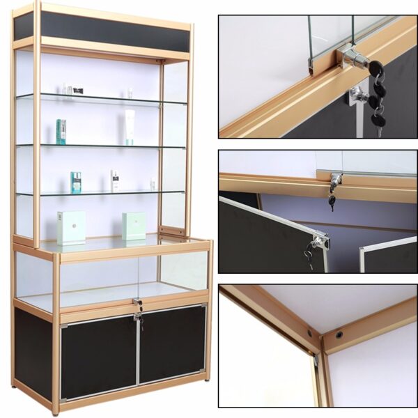 Vitrines en alliage d'aluminium en forme de L Vitrines en alliage d'aluminium en forme de L