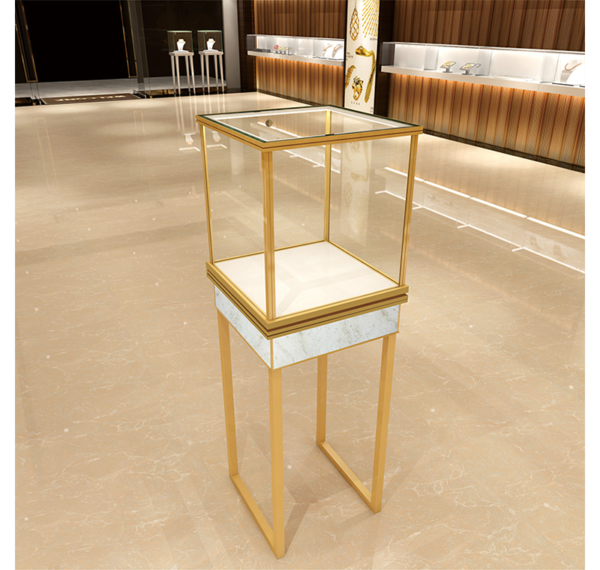 jewelry kiosk (5) jewelry kiosk Mall Corner Showcase Counter LED Aluminum Alloy Lockable Glass Display Cabinet