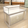 Shopping Centre kiosk for candy perfume sale Glass Display Cabinet Showcase Counter LED Aluminum Alloy Lockable