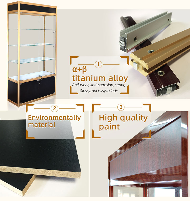 Aluminum Glass Display Cabinet Showcases with Led Light