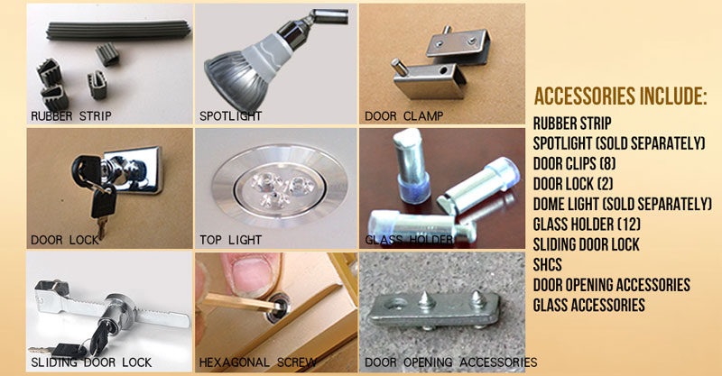 Trophy Display ShowCase Cabinet Sliding Doors Metal lockable Titanium Alloy for sale