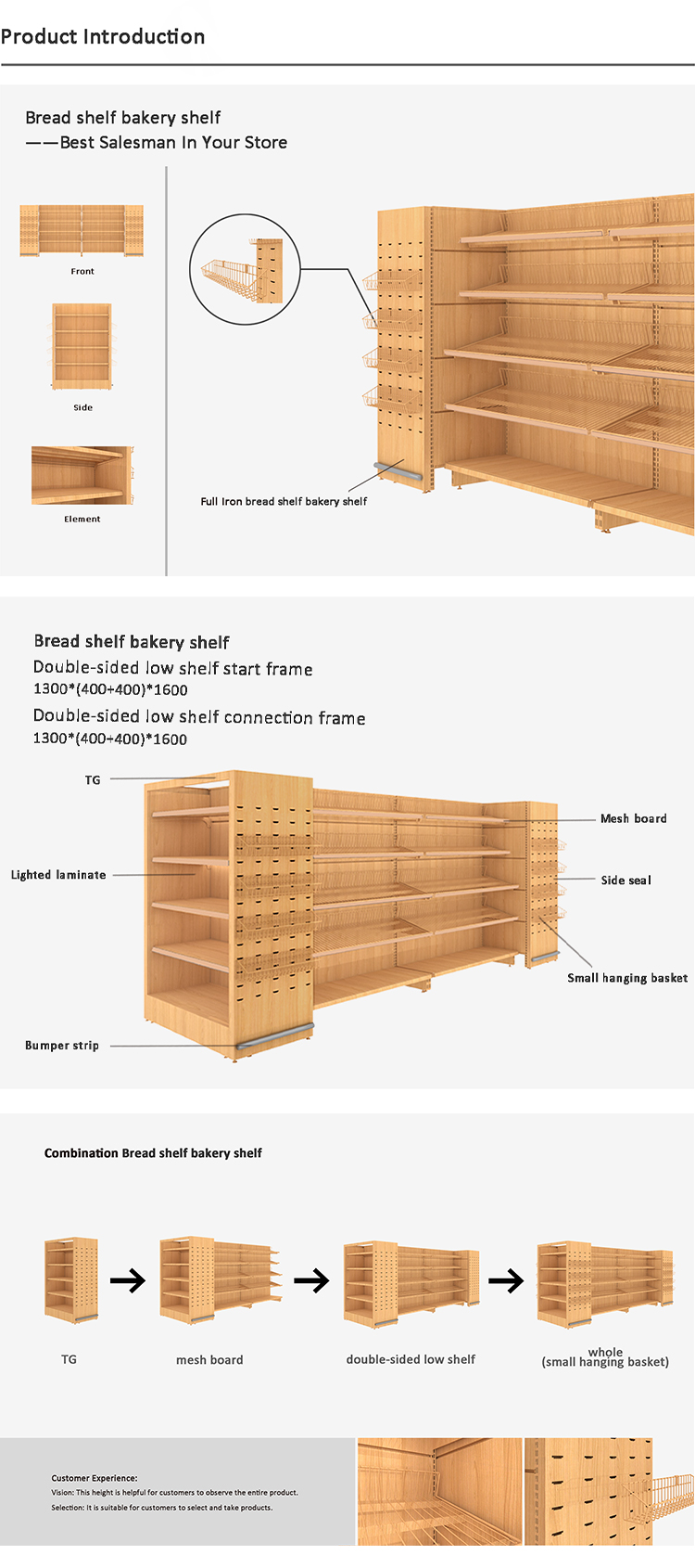 Présentoir à étagères sur mesure pour magasin Supermarché