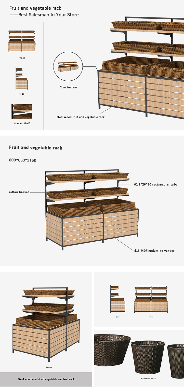 Multi-layer Fruit Vegetable Display Rack Shelf Store Supermarket