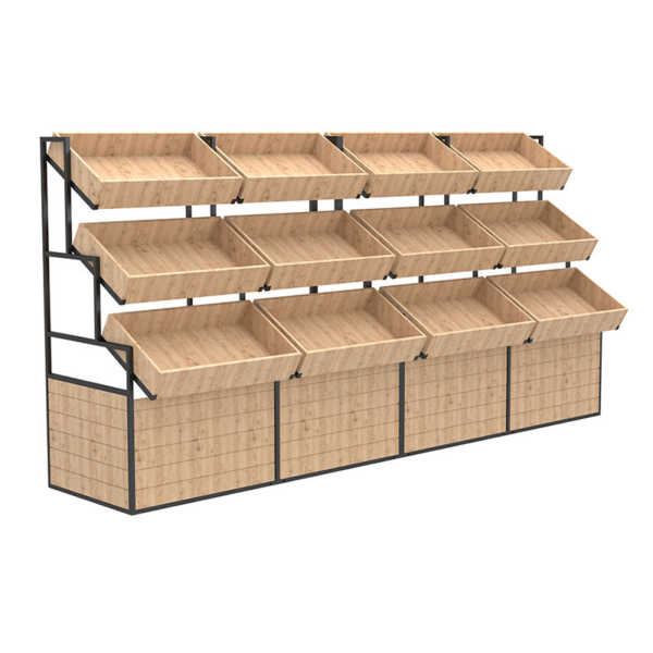 Wooden Fruit Vegetable Storage Rack Gondola Shelves Vegetable And Fruit Display Shelf (2) Wooden Fruit Vegetable Storage Rack Gondola Shelves Vegetable And Fruit Display Shelf (3)