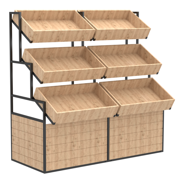 Wooden Fruit Vegetable Storage Rack Gondola Shelves Vegetable And Fruit Display Shelf (4) Wooden Fruit Vegetable Storage Rack Gondola Shelves Vegetable And Fruit Display Shelf (4)
