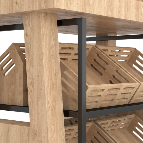 Etagère en métal multifonctionnelle pour épicerie, étagère à vin en bois design, présentoir pour magasin Etagère en métal multifonctionnelle pour épicerie, étagère à vin en bois design, présentoir pour magasin