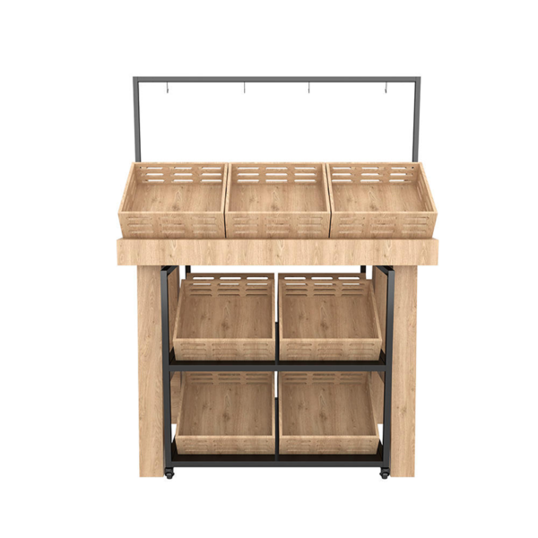 Etagère en métal multifonctionnelle pour épicerie, étagère à vin en bois design, présentoir pour magasin Etagère en métal multifonctionnelle pour épicerie, étagère à vin en bois design, présentoir pour magasin