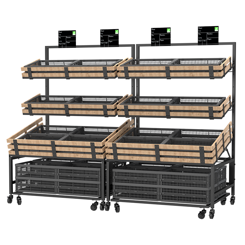  Vegetable Fruit Egg Shelves Display Rack Metal Wood