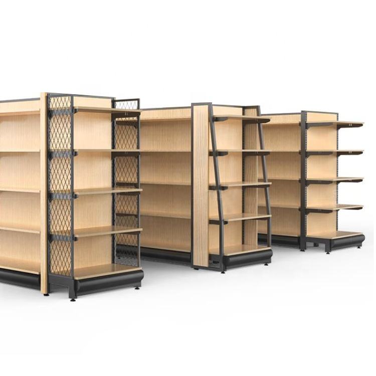 Custom Shelf Wooden Steel Iron Rack Supermarket Shop shelves Retail Store Shelving