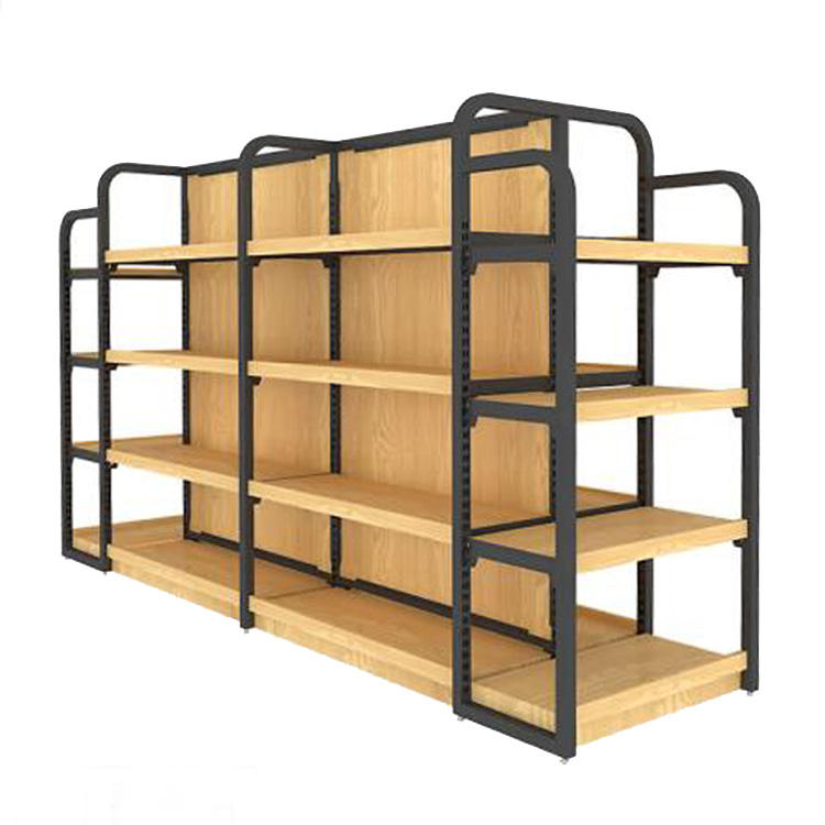 Retail Store Shelf Display Wooden Steel Iron Supermarket Shelves Rack (1)