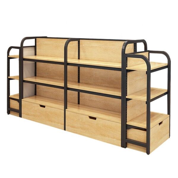 Etagères pour magasins de détail Présentoir en bois, acier et fer Etagères pour supermarchés (4) Etagères pour magasins de détail Présentoir en bois, acier et fer Etagères pour supermarchés (4)