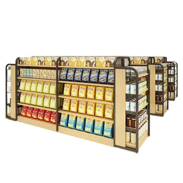 Retail Store Shelf Display Wooden Steel Iron Supermarket Shelves Rack