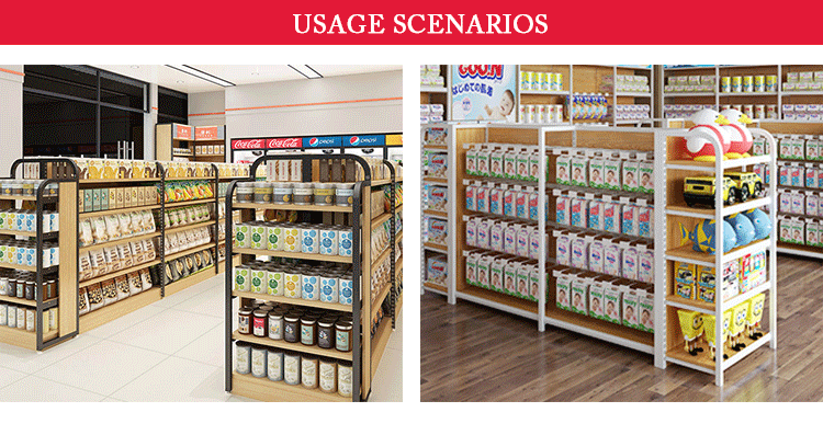 Retail Store Shelf Display Wooden Steel Iron Supermarket Shelves Rack