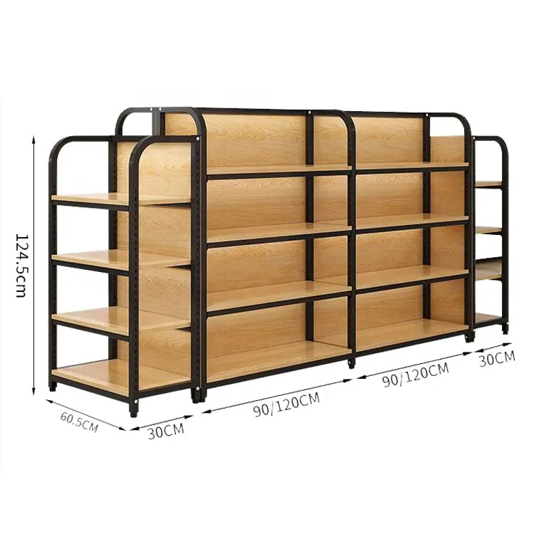 Retail Store Shelf Display Wooden Steel Iron Supermarket Shelves Rack