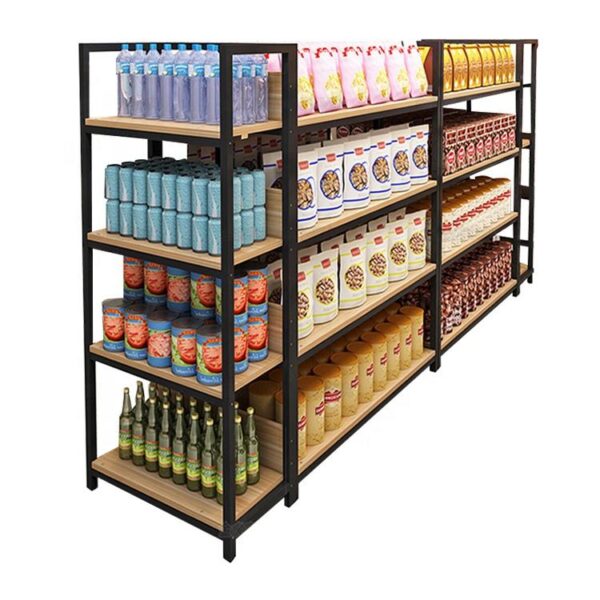 Etagère de magasin Présentoir Acier Réglable Commercial Bois Métallique Etagères Longues (3) Etagère de magasin Présentoir Acier Réglable Commercial Bois Métallique Etagère Long Stand Rack