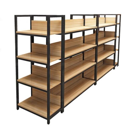 Shop Shelf Display Rack Steel Adjustable Commercial Wooden Metal Shelving Long Stand Rack (4)