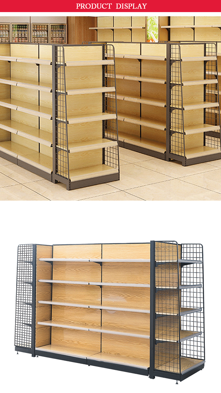 Supermarket Store Wooden Steel Shelf Iron Shelves Rack