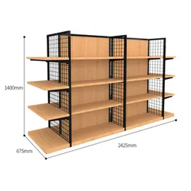 Supermarket Store Wooden Steel Shelf Iron Shelves Rack