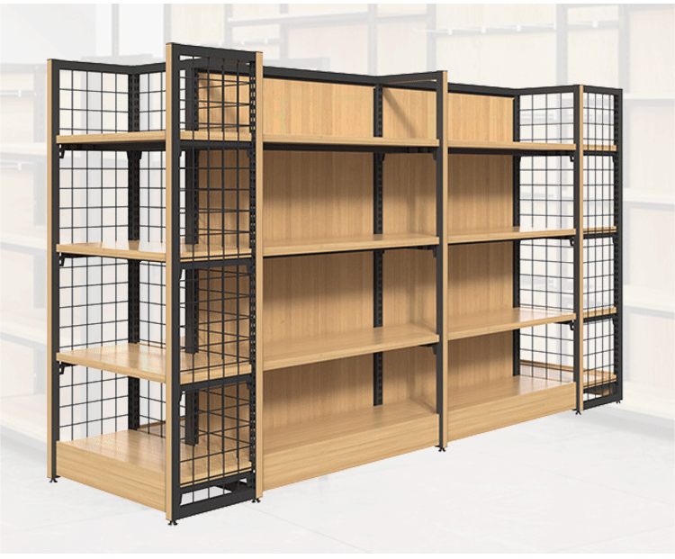 Supermarket Store Wooden Steel Shelf Iron Shelves Rack