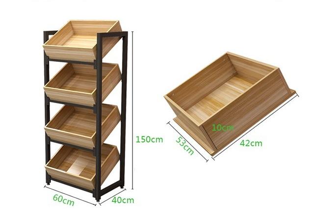 Wooden Metal Shelf Rack Fruits Vegetable Display Steel For Supermarket Retail Store Shop