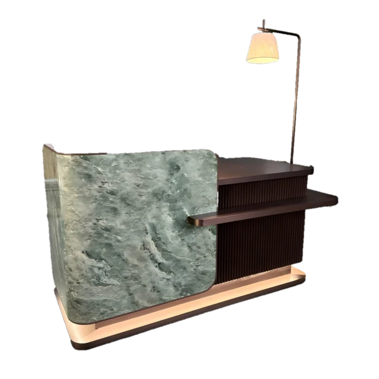Fabricante de Mostradores de Recepción de Mármol Verde de Lujo | Diseño Personalizado y Precio de Fábrica