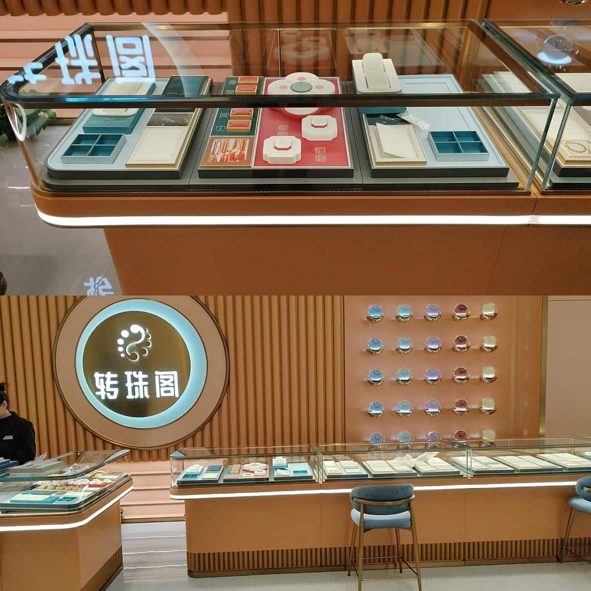 珠寶陳列櫃檯弧形玻璃展示櫃製造商 | 客製化設計與工廠價