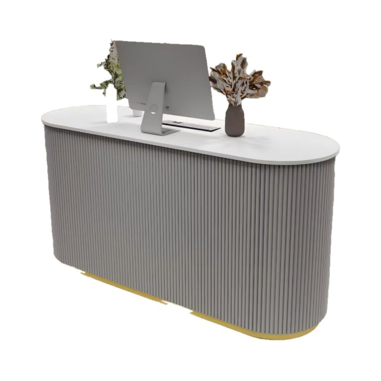 Fabricante de mostradores de recepción estriados blancos | Diseño personalizado y precio de fábrica