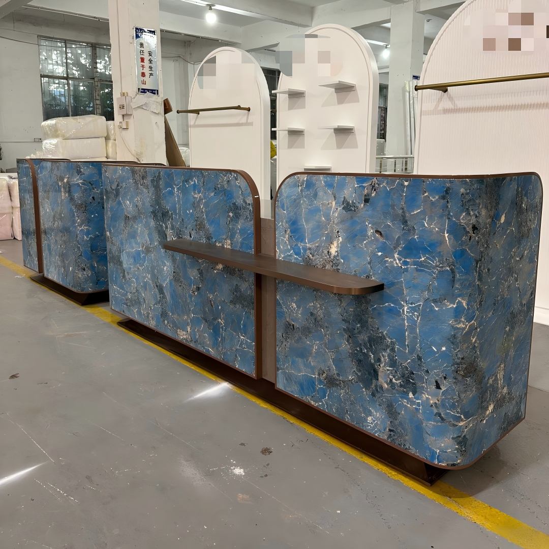 Blue Marble Reception Desk Manufacturer | Custom Design & Factory Price
