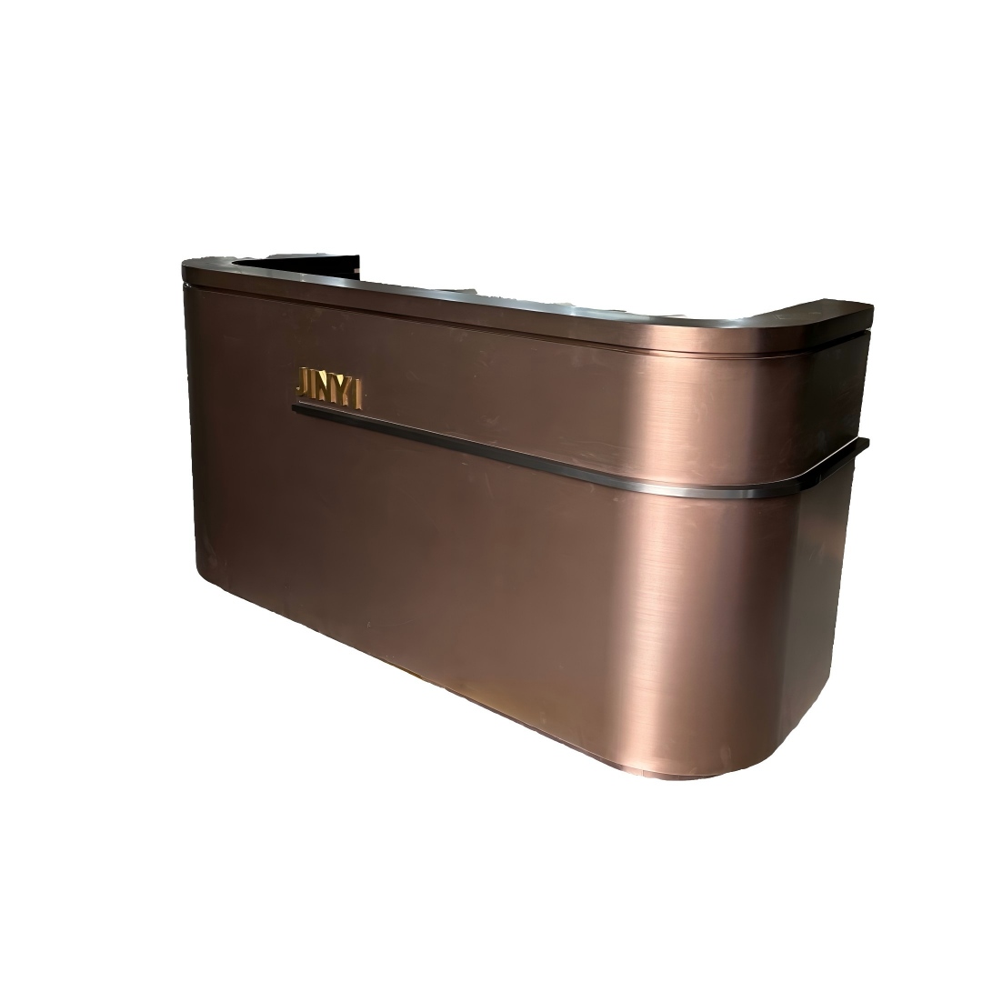 Curved Rose Gold Reception Desk Manufacturer | Custom Design & Factory Price