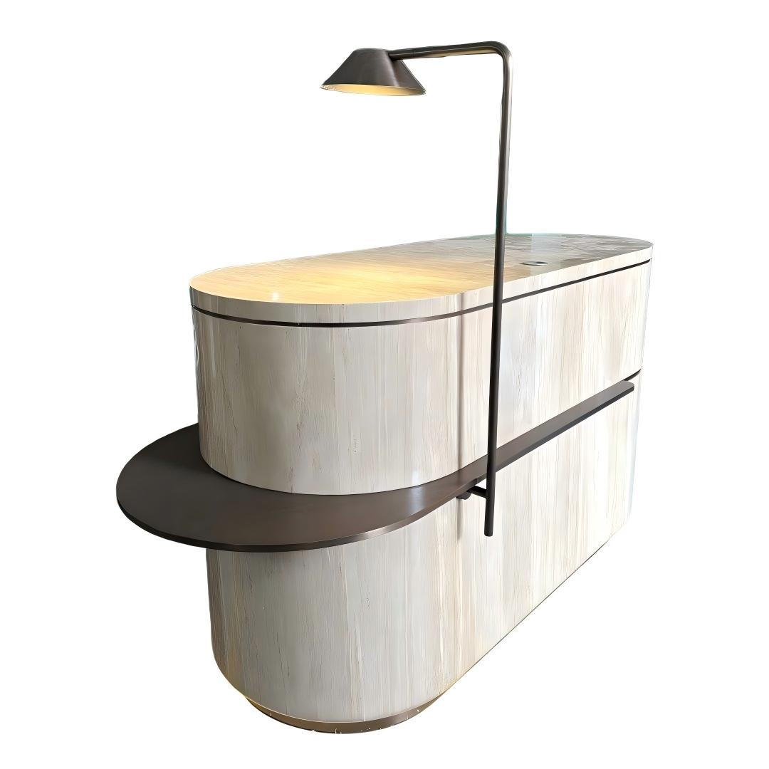 Oval Travertine Reception Desk Manufacturer | Custom Design & Factory Price
