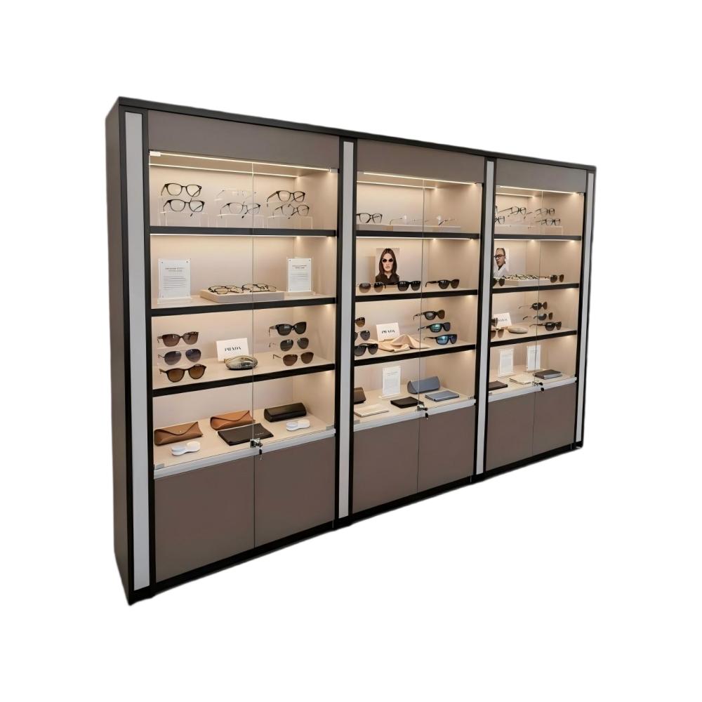 Lockable Display Cabinet — Optical Eyewear Showcase with LED Lighting
