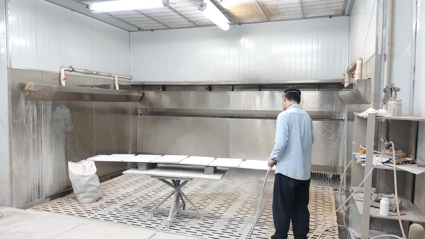 Spray booth painting display case panels